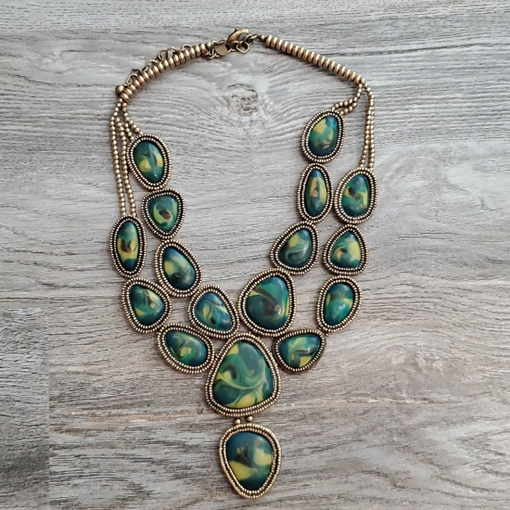 Gold and turquoise stone necklace